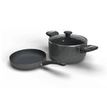 Impex Royal Nonstick Granite 3 Pcs Cookware Set | 5-Layer Granite Coating | Frypan and Saucepan Combo