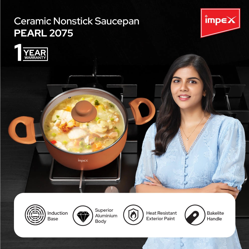 Impex Non-Stick Ceramic Saucepan ( Pearl 2075 )