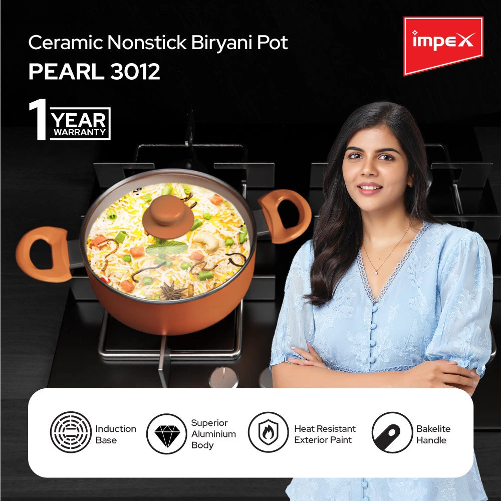 Impex Non-Stick Ceramic Biryani Pot 8 Liter (PEARL-3012)