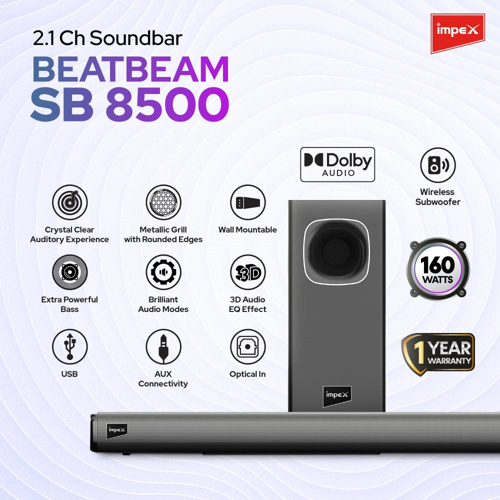 IMPEX 2.1 Ch Multimedia Soundbar (Beatbeam SB8500)