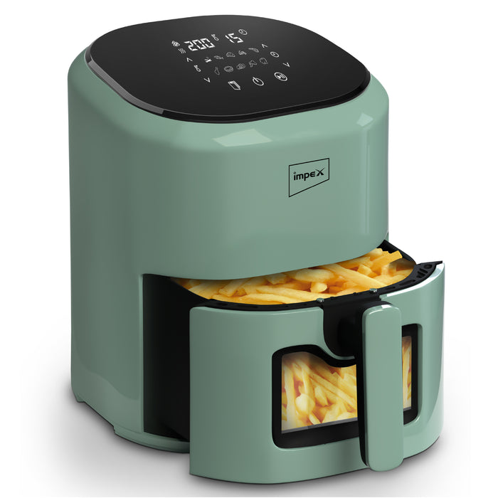 Impex Air fryer SMARTFRY DS45 MINT GREEN 1200W 1200 W | 80% Less Oil | Instant Electric Air Fryer | Auto Cut Off | Fry, Defrost, Roast, Grill & Bake | 2 Year Free Home service warranty (Black)