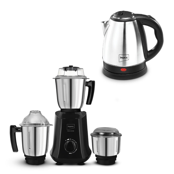 Impex Onam Combo Mixer Grinder (Grind Q 800 Pro Black) , Electric Kettle (STEAMER 1501)