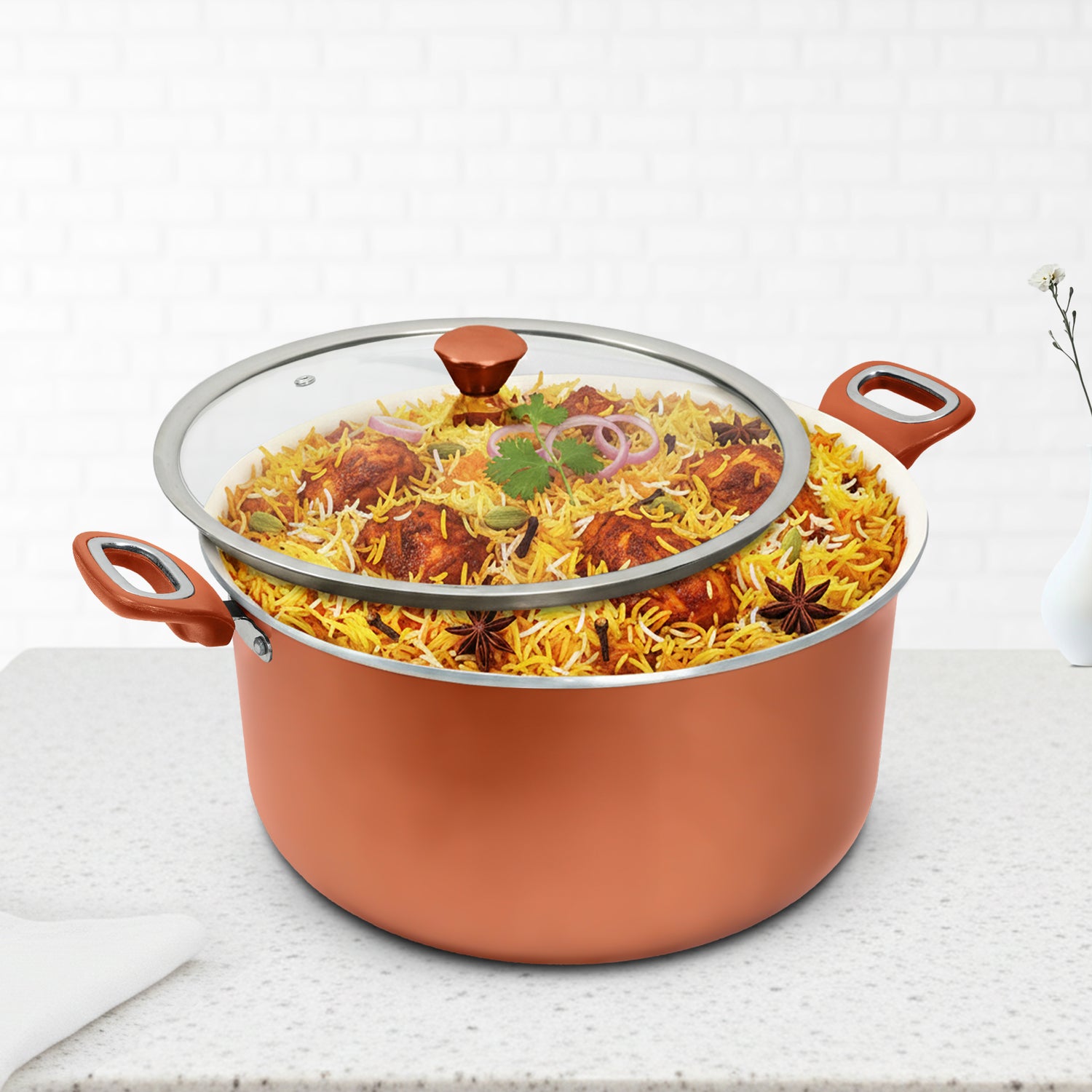 Trucera 8L Ceramic Biriyani Pot | Induction, Non-Stick | 2 Year Warranty