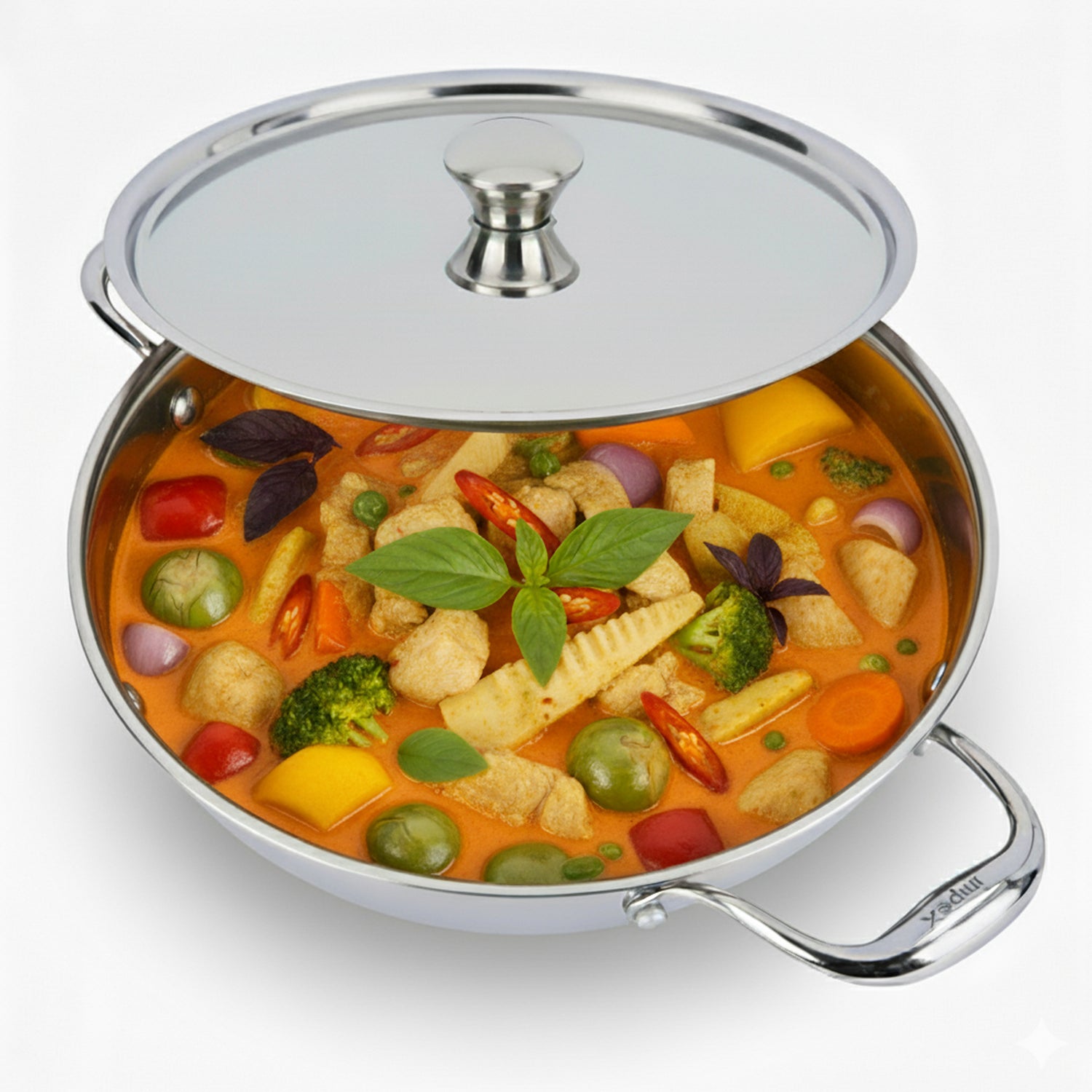 Impex Serene Triply Stainless Steel Kadai pan 20cm with Lid | 304 Grade Stainless Steel Kadai pan | No PFOA Coating | Impact Bonded Tri-Ply Bottom Induction Friendly Cookware, Kadai Pan- 1.4 LTR
