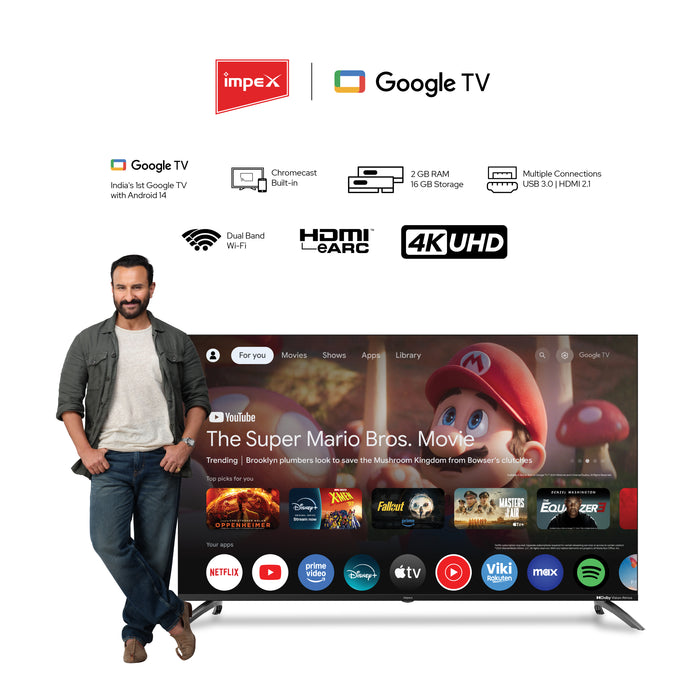 Impex evoQ 43S4RLC3 - 43" UHD Smart LED TV, Android 14, Dolby Atmos