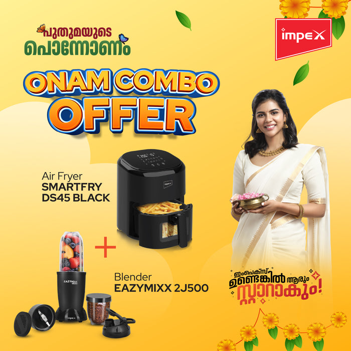 Impex Healthy Onam Combo Air Fryer (SMART FRY DS45 BLACK) , Blender (EAZYMIXX 2J500 BLACK)