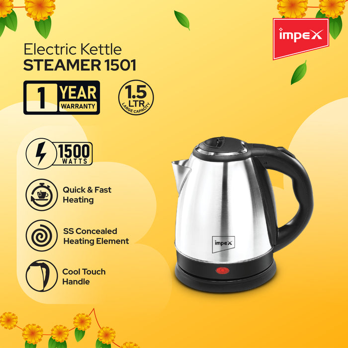 Impex Onam Combo Mixer Grinder (Grind Q 800 Pro Black) , Electric Kettle (STEAMER 1501)