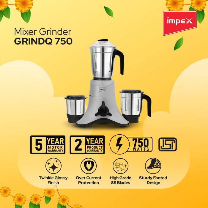 Impex Combo Induction Cooker (OMEGA H6A LX200) , Electric Kettle (STEAMER 1501), Mixer Grinder (GRIND Q 750 GREY BLACK)