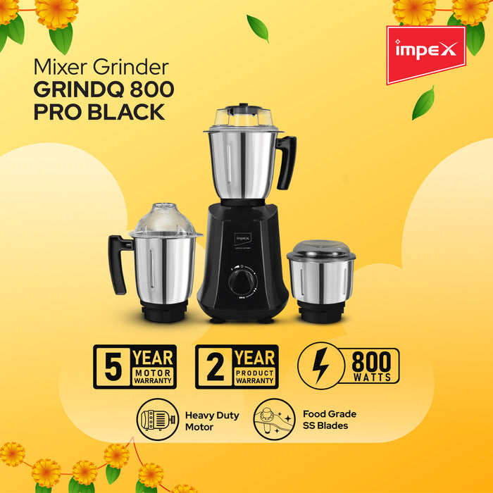 Impex Onam Combo Mixer Grinder (Grind Q 800 Pro Black) , Electric Kettle (STEAMER 1501)