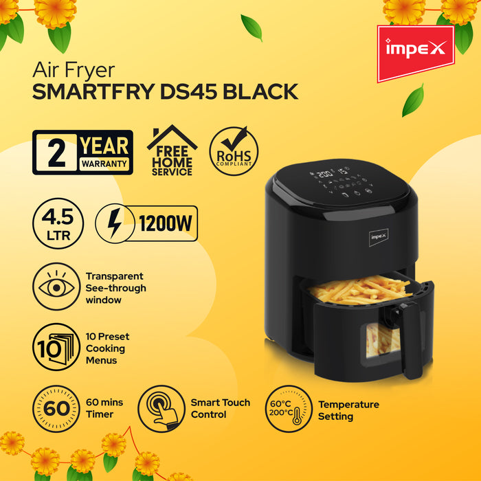 Impex Healthy Onam Combo Air Fryer (SMART FRY DS45 BLACK) , Blender (EAZYMIXX 2J500 BLACK)