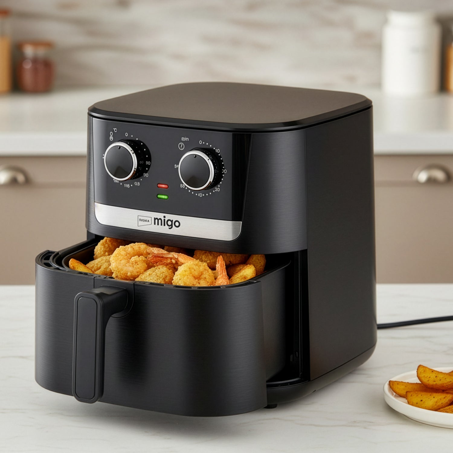 MIGO NUTRIFRY PLUS 6.5 Litre Air Fryer with 1650W Power, Black and Chrome Finish, and 2-Year Warranty