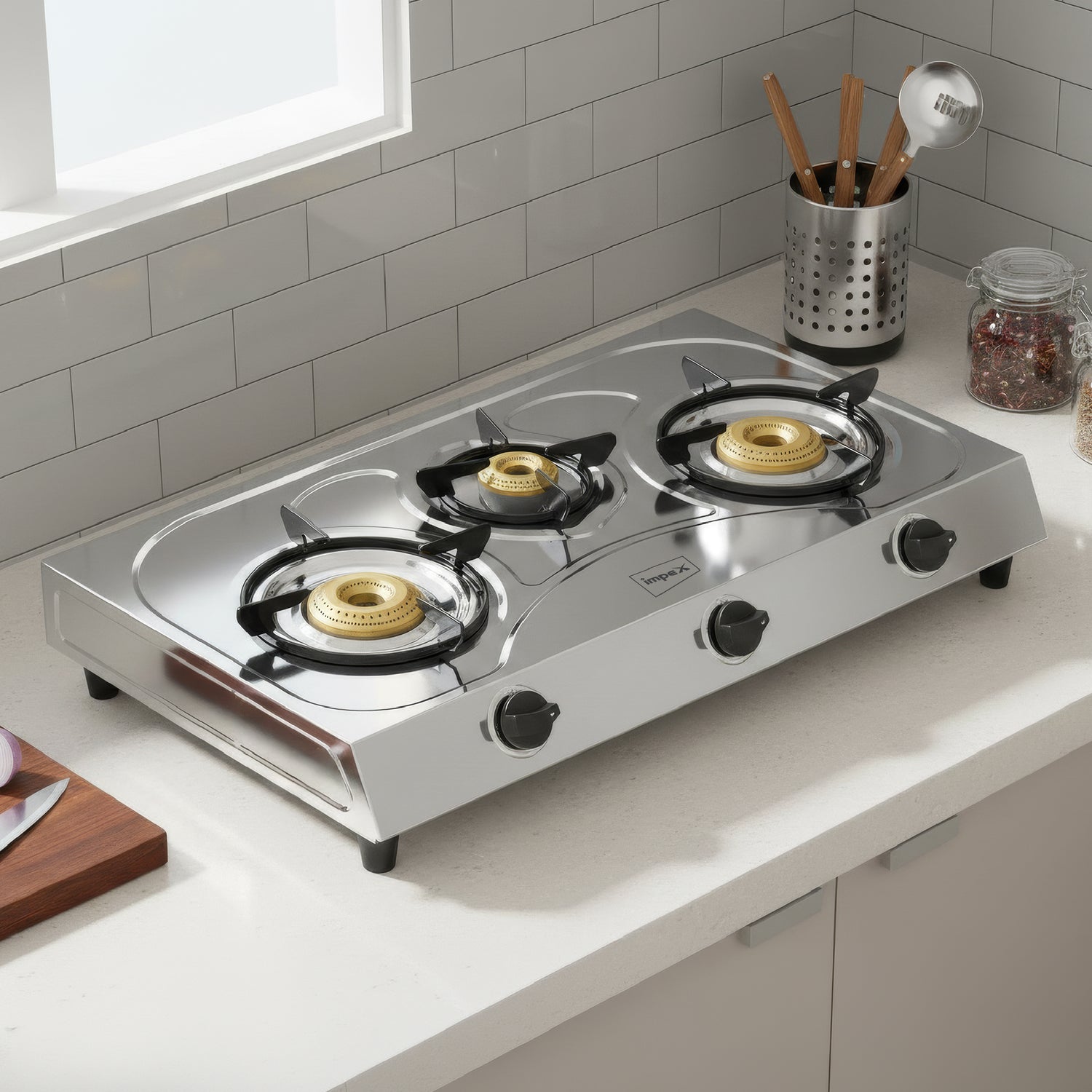 Impex Royal Family Feast Combo – 3-Burner Stainless Steel Stove, 12L Royal Dum Biryani Pot & Premium Cookware Suite