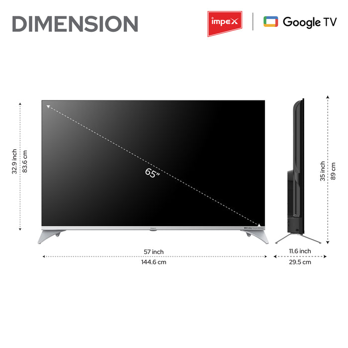 Impex evoQ 65S4QLC3 - 65 Inch QLED TV, Google TV,  UHD