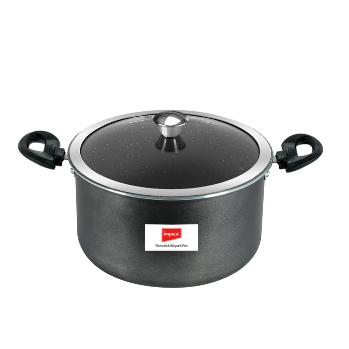 Impex Biryani Pot 10 Ltr With RIB (IBP10) – Non-Stick, Induction Friendly, Aluminium with Granite Coating, 1-Year Warranty