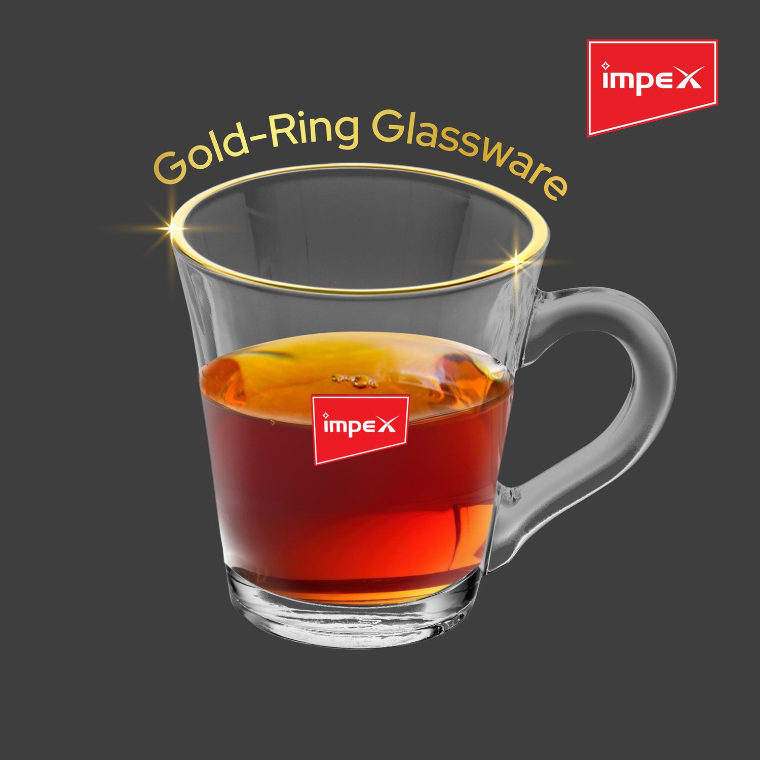 Impex Dior Gold 160 V Premium Glassware, Set of 6 Glasses with Elegant Gold Rim (160 ml)