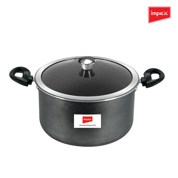 Impex Biryani Pot 8 Ltr With RIB (IBP8) – Non-Stick, Induction Friendly, Aluminium with Granite Coating, 1-Year Warranty