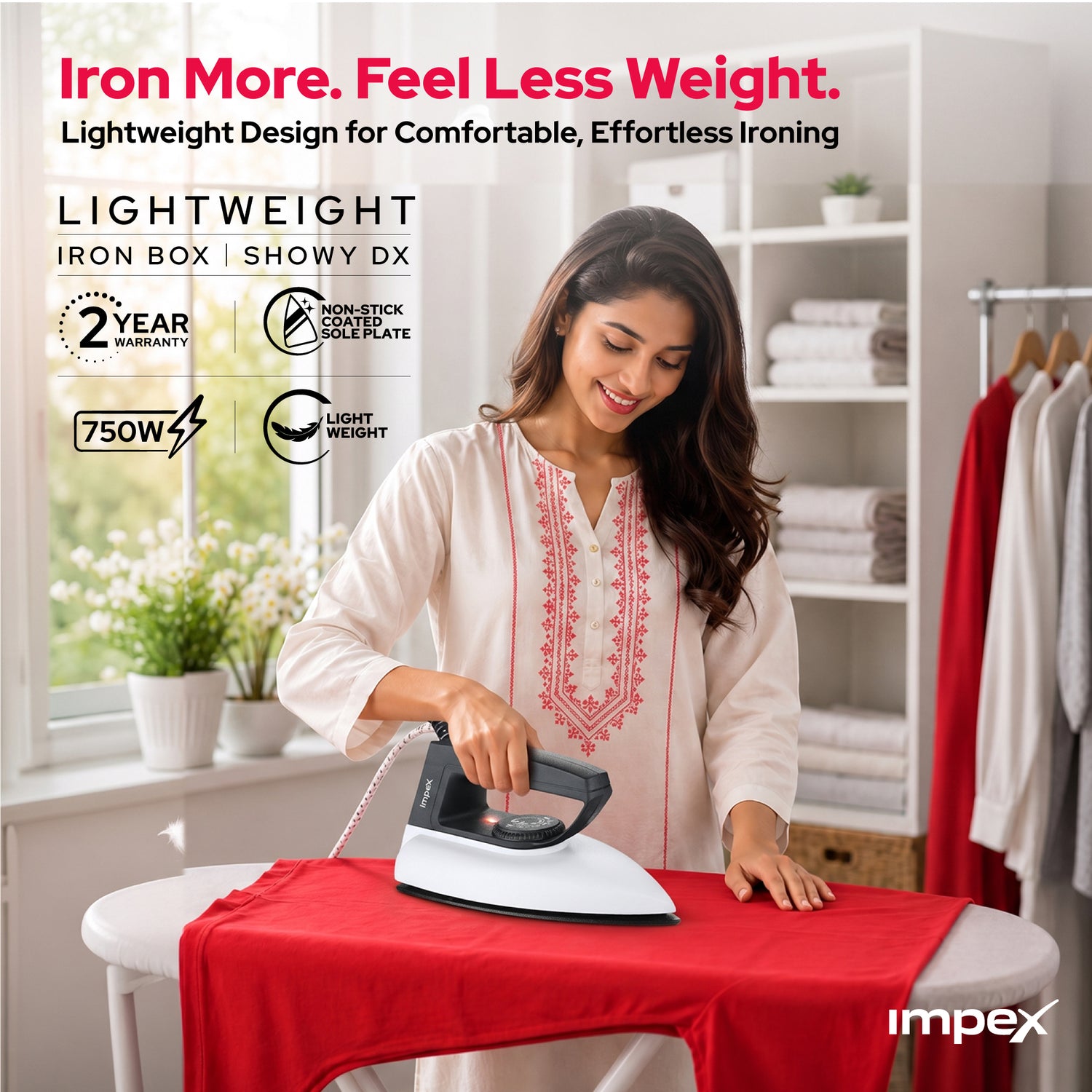 Showy DX Iron Box Black White | Lightweight | Fast Heating & Non-Stick Soleplate