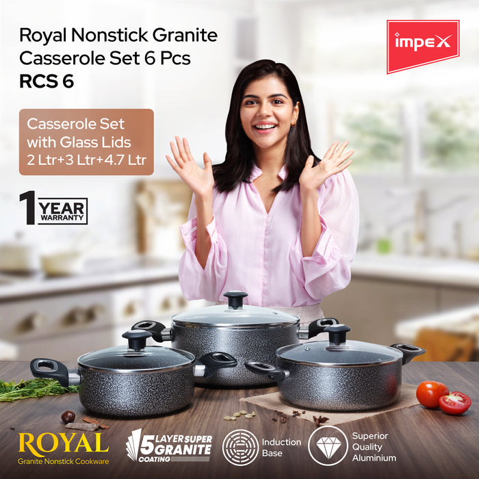 Impex Royal Granite Casserole Set 6 Pcs (RCS6)