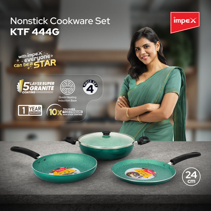 Impex Nonstick Cookware Set KTF 444G - Green