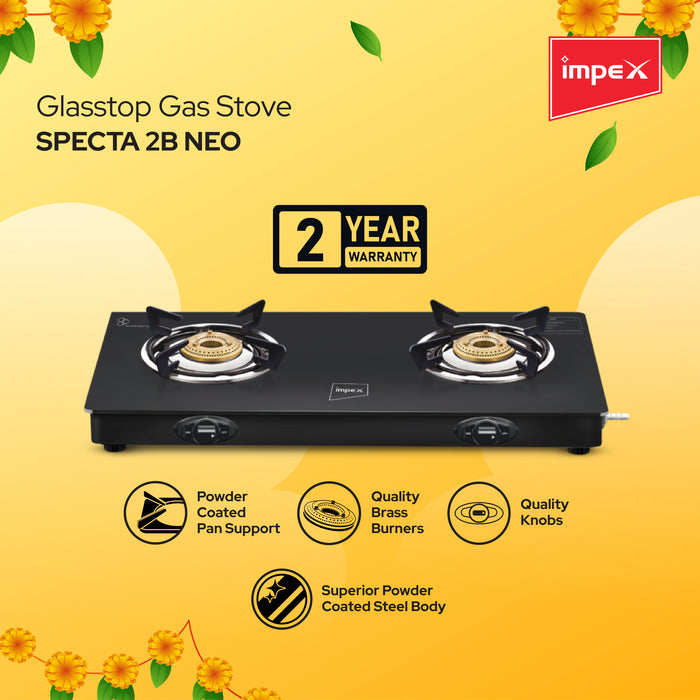 Impex Combo Glasstop Gas Stove (SPECTA 2B NEO) , Nonstick Cookware Twin Pack (NV 2624)