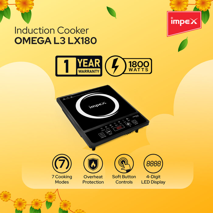 Impex Onam Combo Pressure Cooker 3 Ltr (ECO 3) , Induction Cooker (OMEGA L3 LX180)