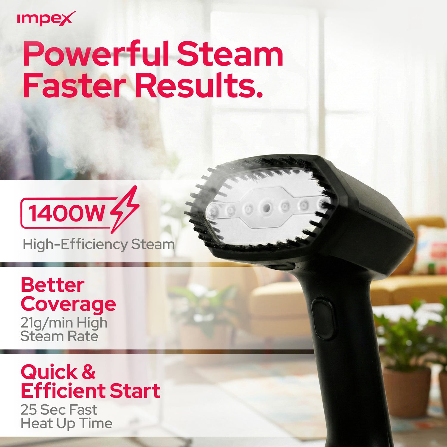 Turbo Steam Lite Garment Steamer | ABS Body and Quick Steam Technology | 1-Year Warranty