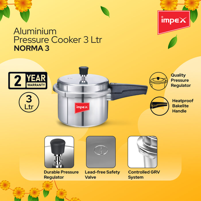 Impex Onam Combo Glasstop Gasstove 3B (Aspira Ador 3B) Pressure Cooker 3 Ltr (NORMA 3)