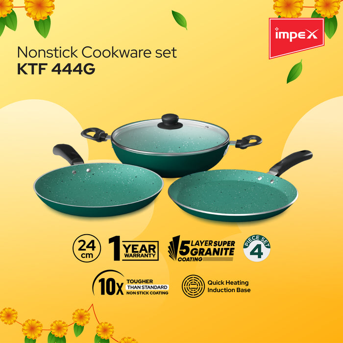 Impex Onam Combo Nonstick Cookware set (KTF 444G) , Induction Cooker (OMEGA L3 LX180)