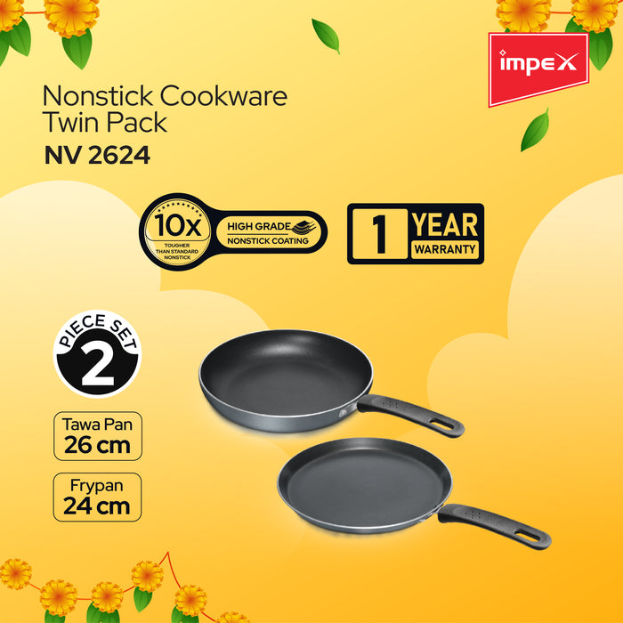 Impex Combo Glasstop Gas Stove (SPECTA 2B NEO) , Nonstick Cookware Twin Pack (NV 2624)