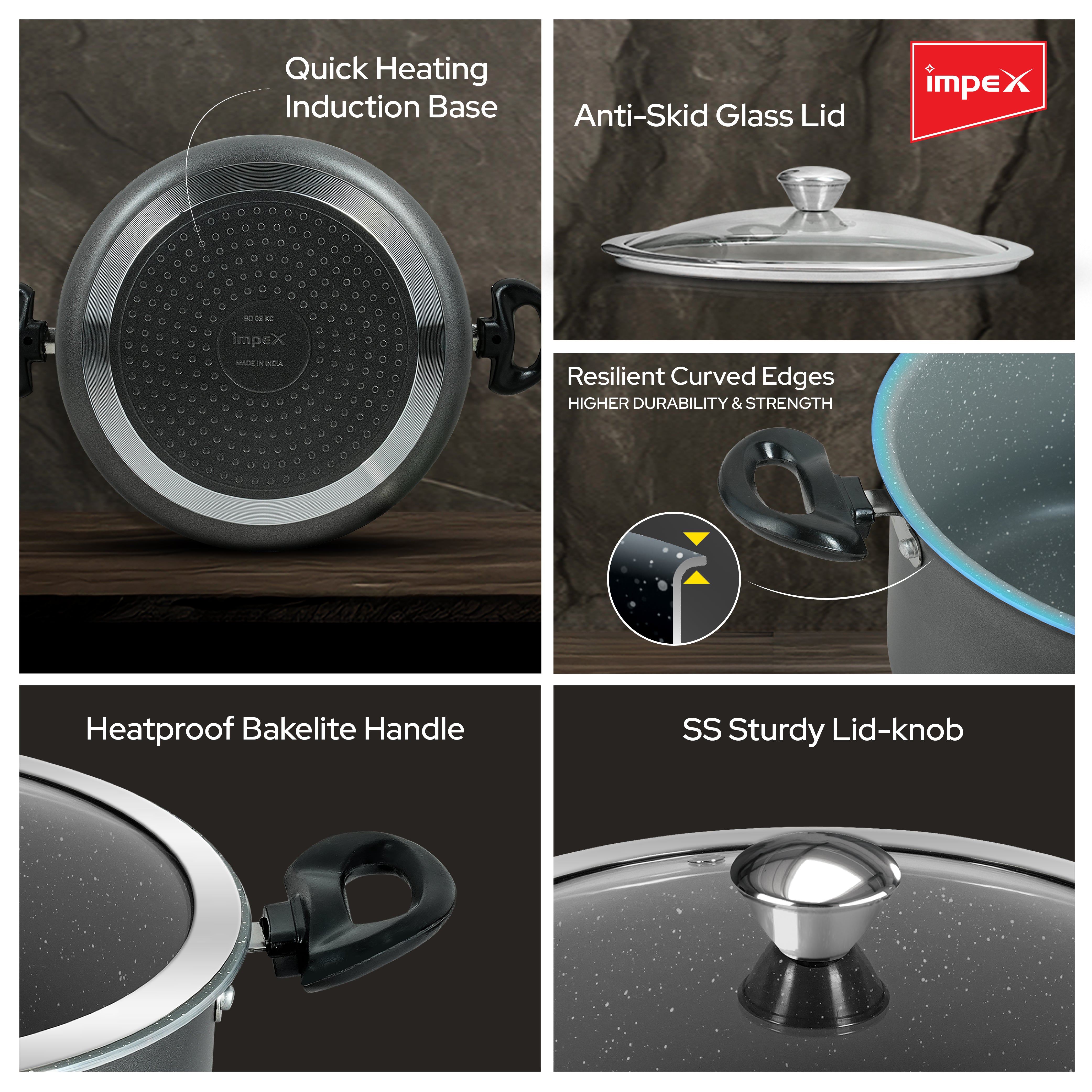 Impex Biryani Pot 10 Ltr With RIB (IBP10) – Non-Stick, Induction