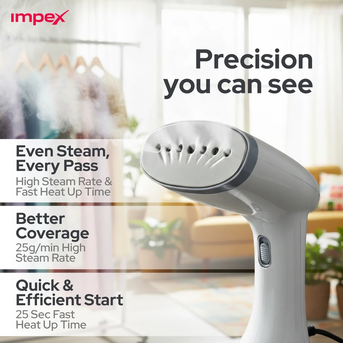 TURBO STEAM PRO 380 ml Garment Steamer |  Durable ABS Body | 2-Year Warranty