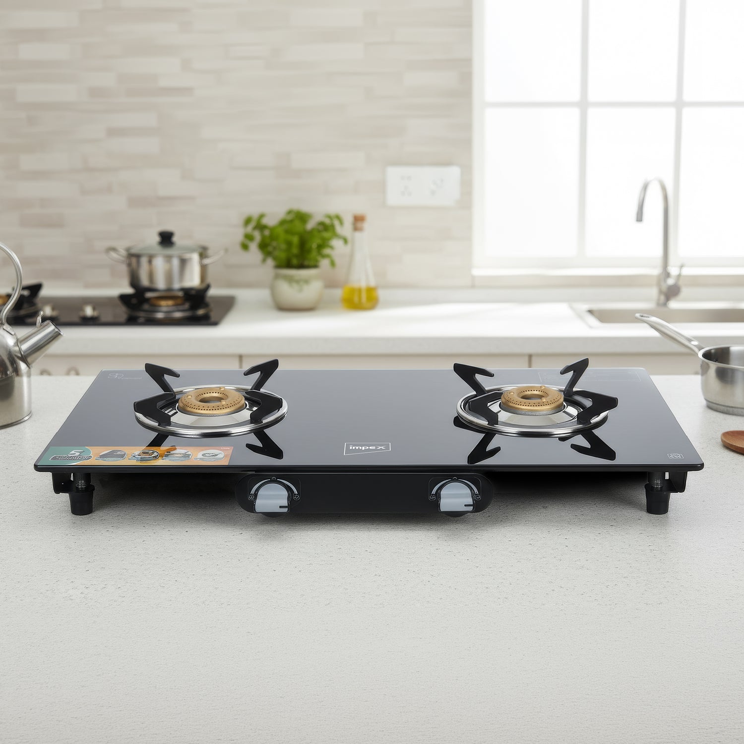 2 Burner Premium Frameless Gas Stove+ 26cm Tawa+ 20cm Appachatty