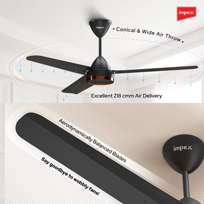 Impex 1200mm Ceiling Fan BLDC ATOM 28 Dx R with Remote - 5 Star | 3 Year Warranty