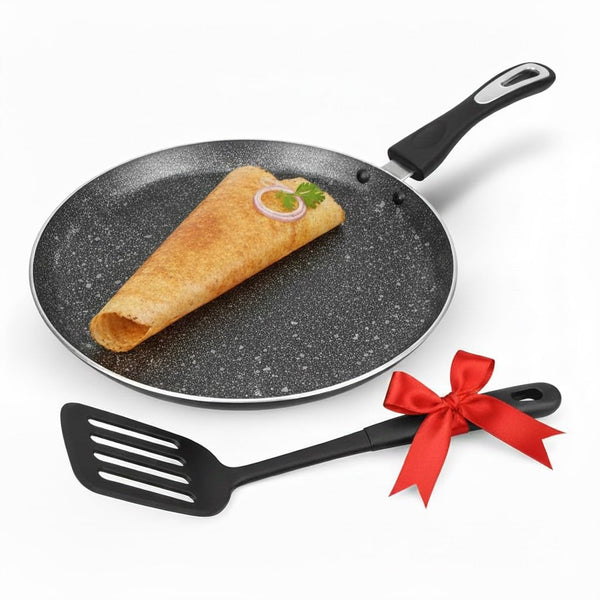 MIGO Non Stick Tawa Pan 30 cm with Spatula | Induction Base | Granite Finish | Multi-Purpose Aluminium Tawa | 1 Year Warranty