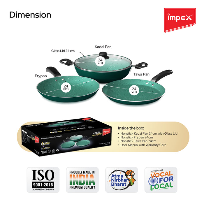 Impex Nonstick Cookware Set KTF 444G - Green