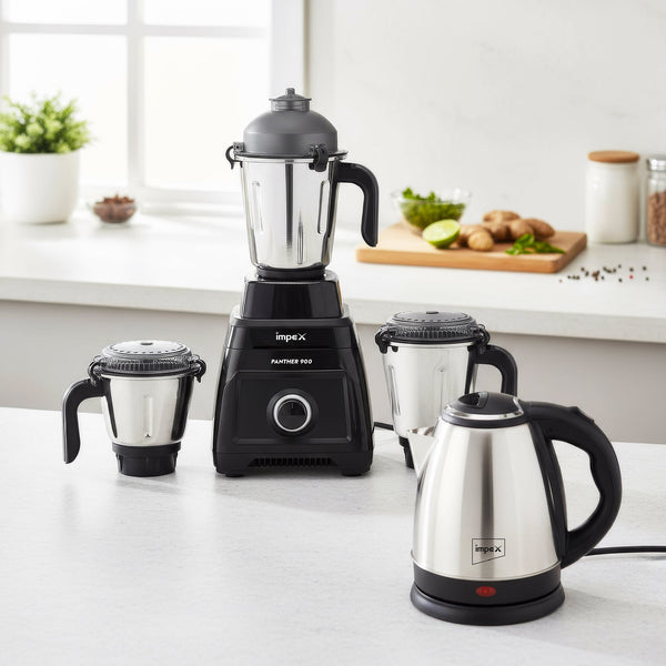 900W Mixer Grinder + 1.5L Electric Kettle Combo | 3-Jar Mixer Grinder | Powerful Motor | Rapid Boiling Kettle | Kitchen Essentials