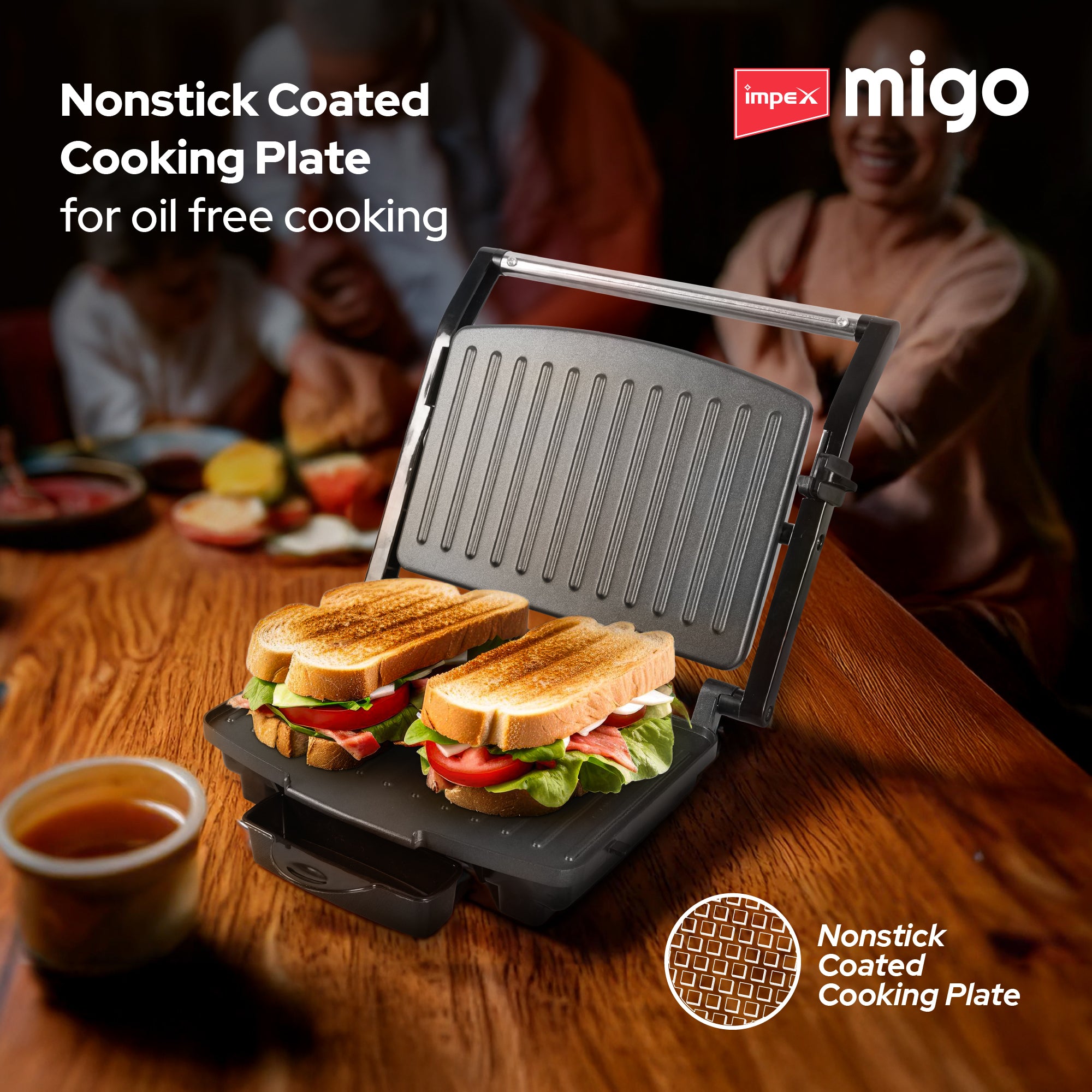 Eazytoast Sandwich Maker | 1000W Panini Grill | Floating Hinge