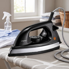 ASTRO 1K2Y Medium weight 1000 watts Dry Iron with Shock Proof Plastic Body (Black) | Non Stick Soleplate for Longer Durability | 360° Swivel Cord | 2 Years Warranty