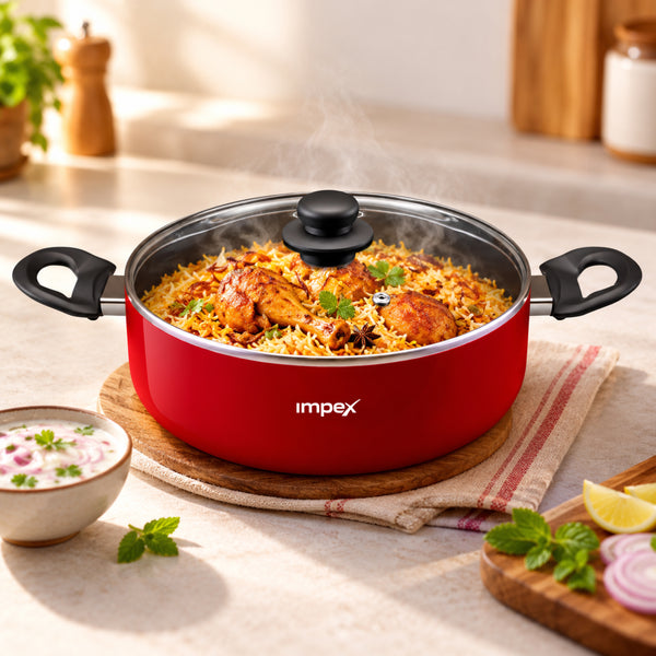 Aluminium Nonstick Sauce Pan | High-Grade Teflon Coating | PFOA-Free | Induction Base | Tempered Glass Lid | Bakelite Handle | Dishwasher Safe | 1 Year Warranty