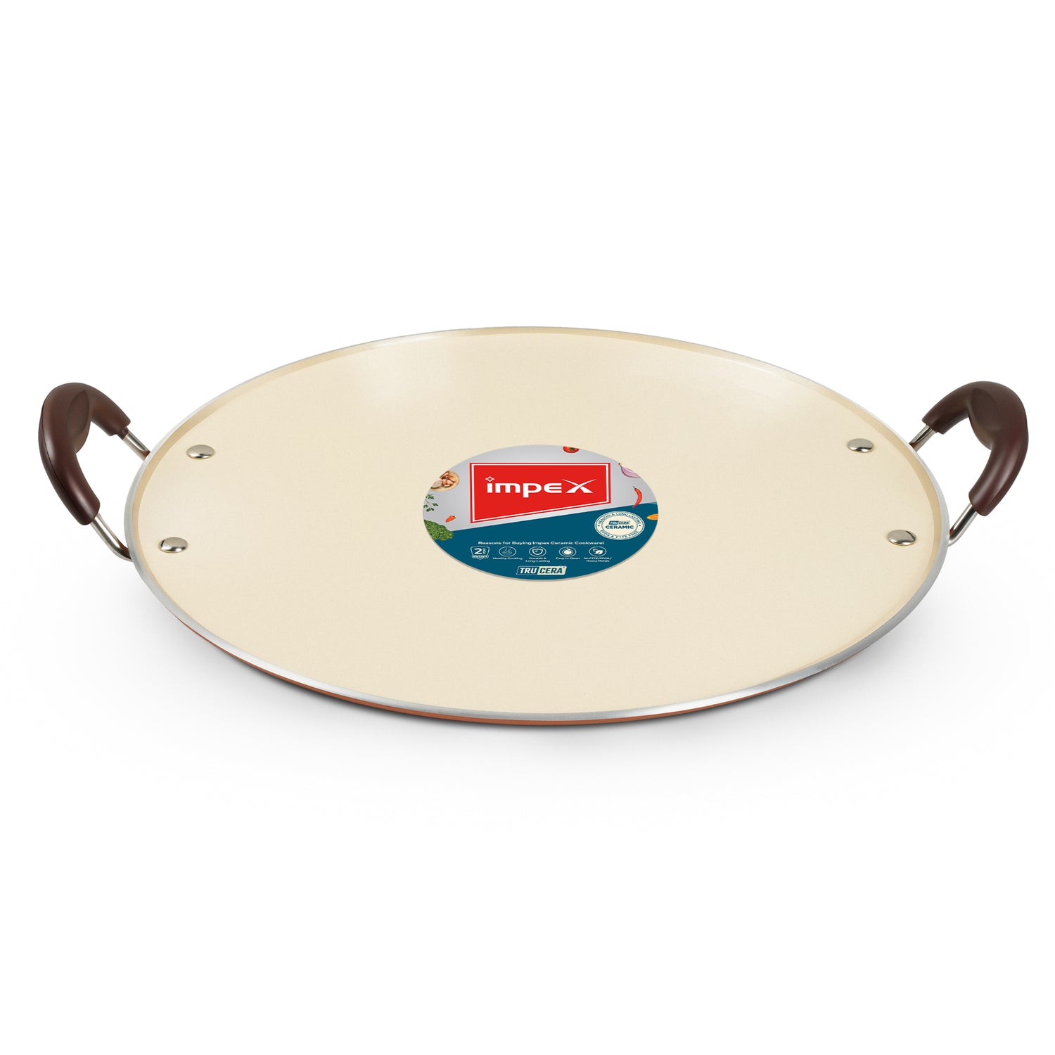 Impex CPT 33B TRUCERA Multipurpose Tawa 33 cm with Ceramic Non-Stick Coating, Induction Base, and 2-Year Warranty