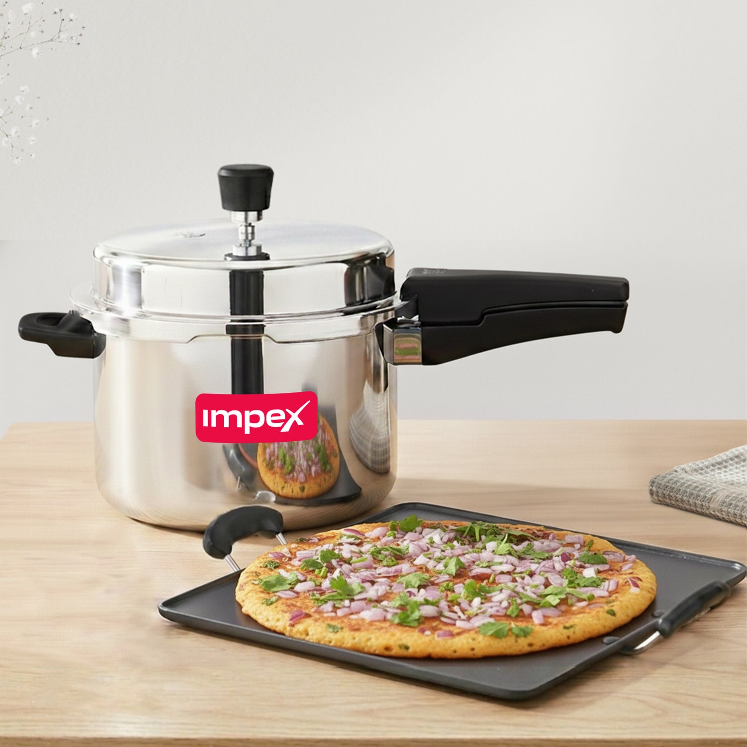 3L Stainless Steel Pressure Cooker+ 34cm Square Pathiri Tawa