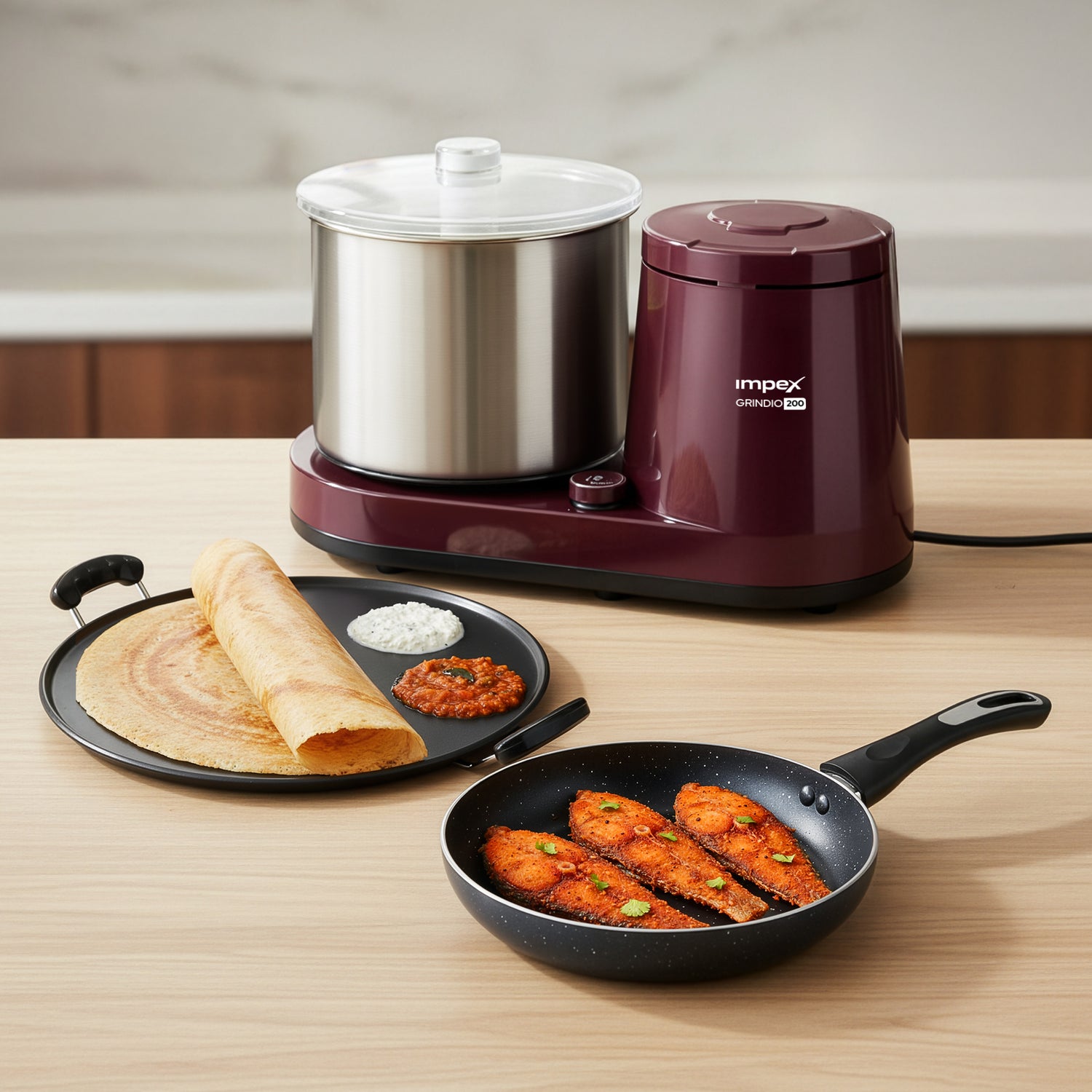 2L Wet Grinder + 36cm Tawa + 24cm Royal Granite Frypan