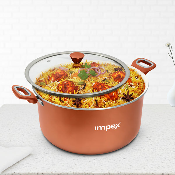 Trucera 8L Ceramic Biriyani Pot With Lid (Beige) | All Stove Top| Non Stick | 2 Year Warranty
