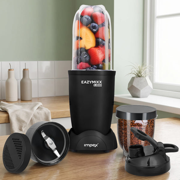 EAZYMIXX 2J500 500W Blender | 100% Copper Motor | 22,000 RPM | 2 Jars | Black | 2-Year Warranty