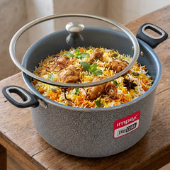 Trucera 10L Ceramic Biriyani Pot With Lid (Grey) | All Stove Top| Non Stick | 2 Year Warranty