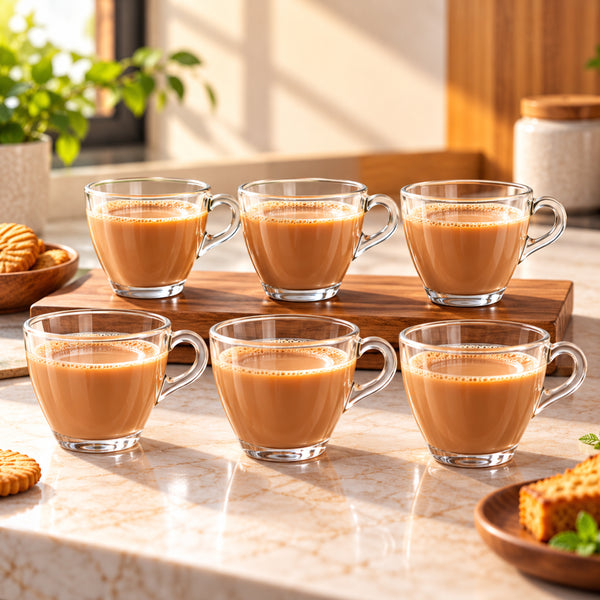 CLAIR 190 Glassware Set of 6 | 190ml Transparent Tea & Coffee Glasses