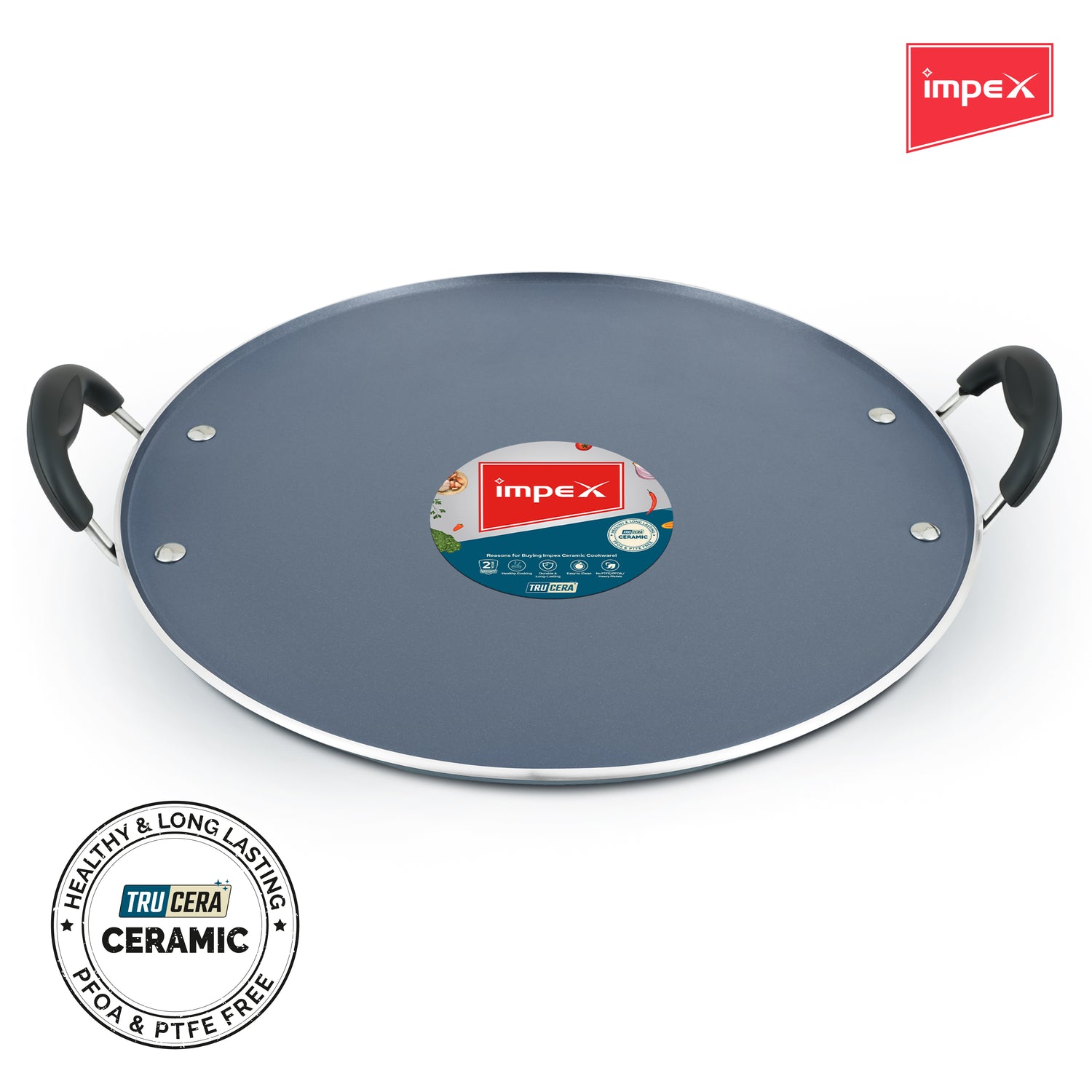 Impex CPT 33G TRUCERA Multipurpose Tawa 33 cm with Ceramic Non-Stick Coating, Induction Base, and 2-Year Warranty