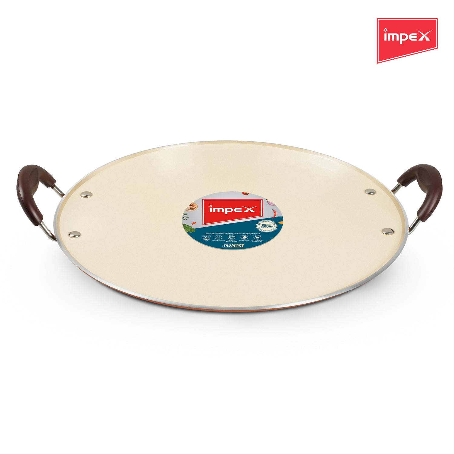 Impex CPT 33B TRUCERA Multipurpose Tawa 33 cm with Ceramic Non-Stick Coating, Induction Base, and 2-Year Warranty