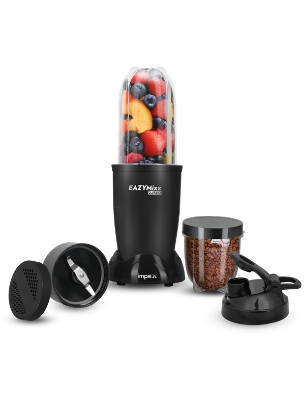 EAZYMIXX 2J500 500W Blender | 100% Copper Motor | 22,000 RPM | 2 Jars | Black | 2-Year Warranty