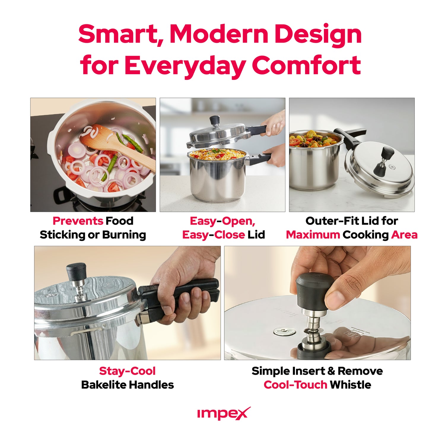 EP 2 Litre Tri-Ply Stainless Steel Pressure Cooker | Gas & Induction Compatible | Durable & Safe